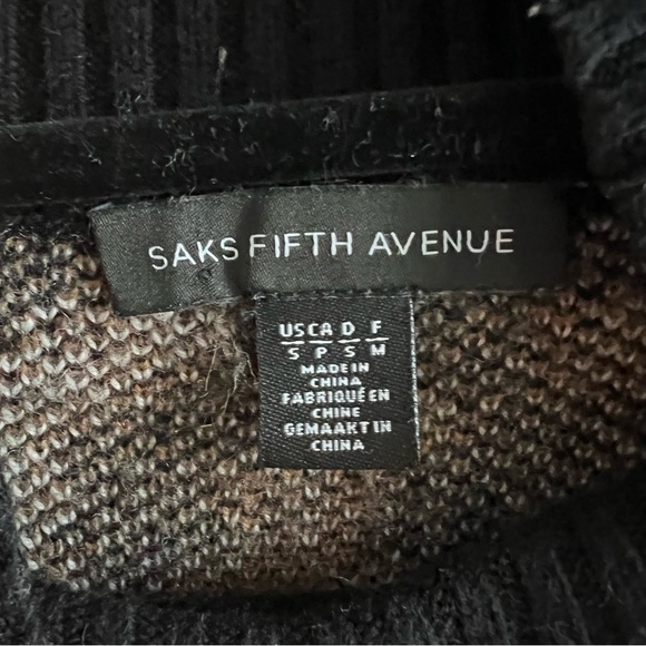 ⚪️ 🐑 SAKS FIFTH AVENUE/ CASHMERE WOOL BLEND CHEETAH PRINT MOCK NECK SWEATER - Picture 8 of 8